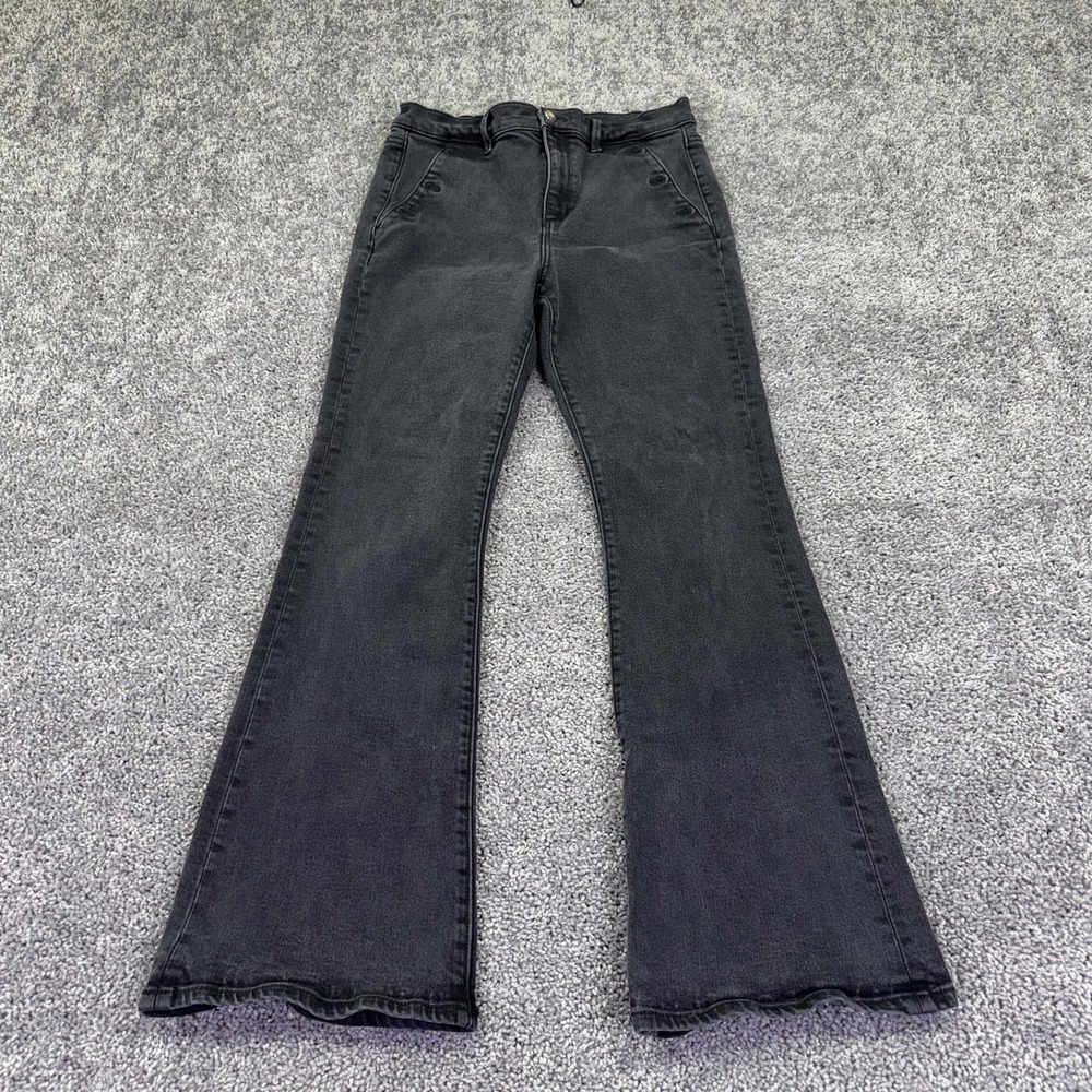 Ann Taylor Jeans Womens 8 Gray Flared Mid Rise Charcoal Wash Denim Casual City